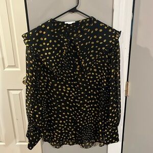 Topshop Polka Dot Ruffle Collar Sheer Blouse